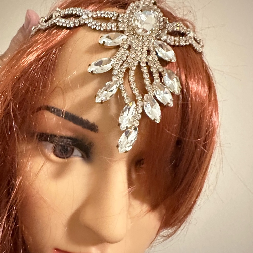 Elegant Crystal Zircon Necklace Choker/ Forehead Ornament